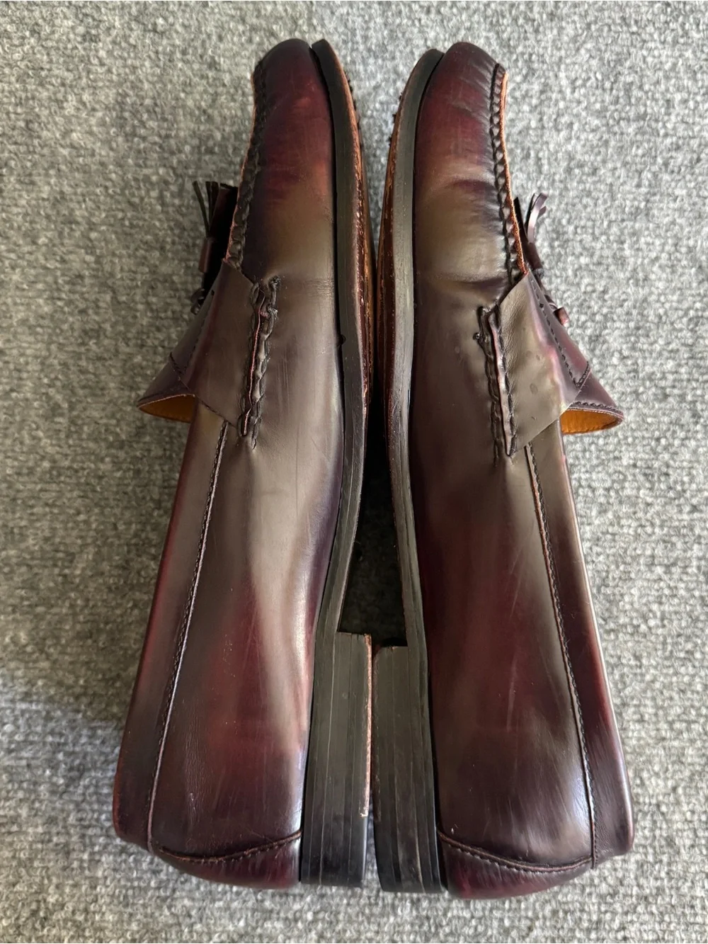 Cole Haan Pinch Tassel Loafers 14D Burgundy Oxblood Leather Moc Toe Slip On